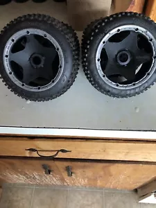 HPI RACING DIRT BUSTER RIB TIRE M COMPOUND on BLACK WHEEL - BAJA WHEEL 23mm Hex - Picture 1 of 3