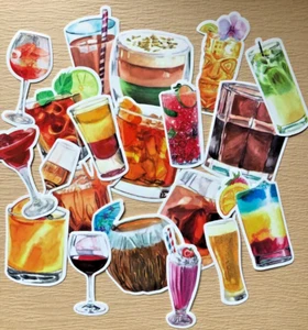 Cocktail Stickers - Handmade, Vinyl Waterproof - Super Cute! Set of 20/pk - Picture 1 of 4