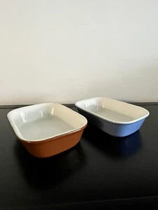 Hall #418 Brown &Blue & White Rectangular Casserole Baking Dish 6" - Picture 1 of 13