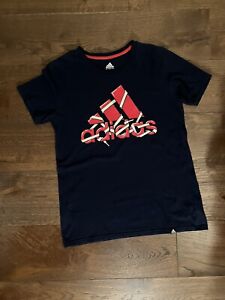 Adidas Youth Large Graphic T-Shirt Navy And Red