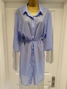 TU Beach Chiffon Cover Up Dress Blue/White Heart Print BNWT Size XL or 16/18 - Picture 1 of 6