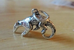 Sterling Silver 3D 13x20mm Tamandua Anteater Charm - Picture 1 of 4