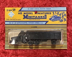 NEU Vintage Roco Minitanks 1/87 HO 169 US Army Open Cargo Tractor Trailer Cat 168 - Bild 1 von 3