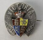 1887 Victoria 50th Anniversary Golden Enamel Coat Of Arms Horseshoe Jubilee Pin