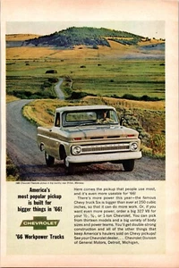 VINTAGE 1966 CHEVY FLEETSIDE TRUCK PRINT AD - Picture 1 of 1