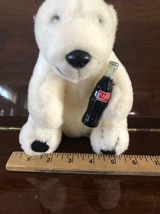 Vintage Coca Cola Polar Bear Stuffed Animal Plush Coke Bottle Plushie smoke free - Picture 1 of 9