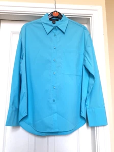 Primark Ladies Oversized Turquoise Blue Cotton Blend Shirt UK 8 NEW - Picture 1 of 8