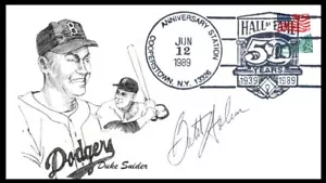 1989 Baseball - Duke Snider - Cooperstown Hall of Fame, signed Butch Hobson (32 - Picture 1 of 1