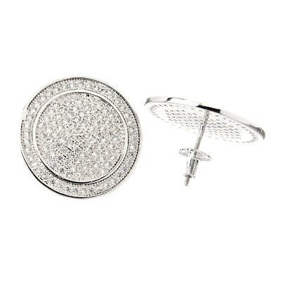 Brincos da moda hip hop folheados a ouro 14k XXL tela plana redonda parafuso traseiro - Imagem 1 de 4