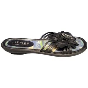Liz Claiborne Flex Jasper Slide Sandals Women's Size 6.5M Black Leather Slip On - Picture 1 of 12