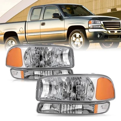 For 1999-2007 GMC Sierra 1500 2500 3500 Yukon 4Pcs Headlights+Bumper Lamps 00-06 - Imagem 1 de 4