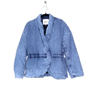BA&SH NEW Blouson Caly Denim Puffer Lady Jacket Blue Jean Lagenlook Women's 2/M - Picture 1 of 13