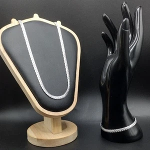 925 Sterling Silber Kubanische Schlange Halskette Armband Set Jahrestag Geburtstag Geschenk - Bild 1 von 7