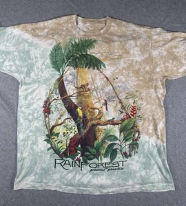 Vintage Liquid Blue Single Stitch 1991 Rainforest Design AOP Tshirt XL - Picture 1 of 11