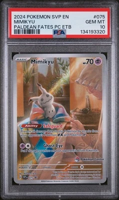 Mimikyu Paldean Fates Pokemon Center Promo 075 - SVP EN - PSA 10 - Image 1 of 2