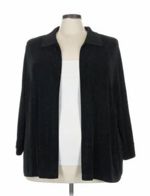 VIKKI VI 3x BLACK COLLAR ORIGINAL SLINKY OPEN FRONT 60" B CARDIGAN ACETATE LYCRA - Image 1 of 4