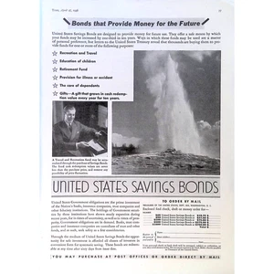 1936 Print Ad United States Savings Bonds Money for the Future 8x11 Patriotic - Picture 1 of 3