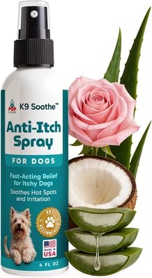 PUP LABS K9 Soothe anti Itch Spray for Dogs with Aloe, Rose, & Coconut, Natural Hot Spot