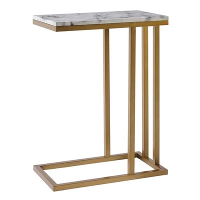 Teamson Home Wooden Side Table Marble Effect Modern Living Room Marmo VNF-00037 - Image 1 of 4