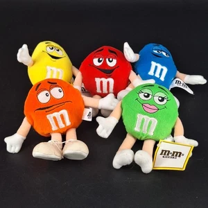 Lote de 5 caramelos de peluche vintage M&M de 8 pulgadas. Rojo, verde, azul, naranja y amarillo - Imagen 1 de 14