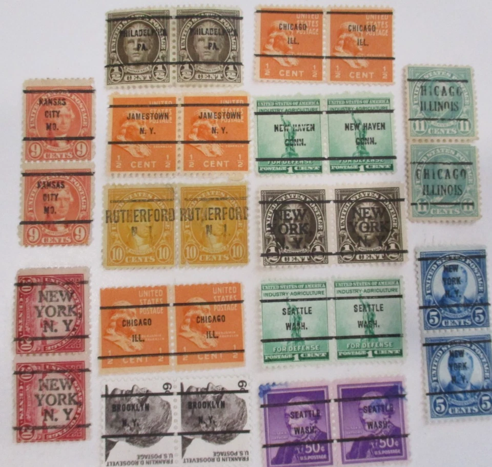 PRECANCEL   (14) DIFFERENT    "PRECANCEL PAIRS"  PSS#MIXED See Pic - Image 1 of 1