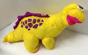 1992 Fisher Price Plush Puffalump Dino Roar Stegosaurus Dinosaur Yellow Nylon - Picture 1 of 7