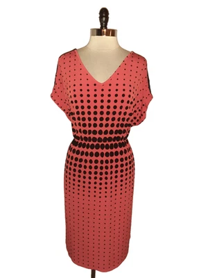 Vestido LANE BRYANT Talla Grande 1X 14W 16W Línea A Rojo Negro Lunares Manga Corta Foto 1 de 4