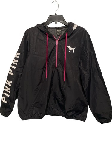 UNDERCOVER Felpa donna rosa victoria secret pull over frangivento nera oversize XS