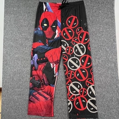 Pantalones Marvel Deadpool Para Hombre XXL Negro Rojo Salón Pijama Gráfico Cordón Dormir Foto 1 de 4