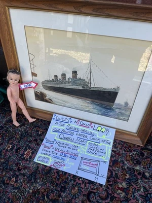 Original Art Signed Watercolor on Board Queen Mary Ocean Liner Ship Framed Nice - Image 1 of 4