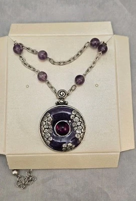 Фиолетовая эмаль Lucite бисером мульти цепочка серебристый подвеска Laura Ashley ожерелье - Изображение 1 из 4