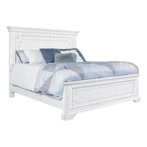 Alpine Furniture Clara Wood Queen Size Panel Bed in White Mist - Picture 1 of 12