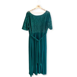 Ladies Ever Pretty Green Lace Belted Evening Maxi Dress Plus Size 9XL, 30 - Picture 1 of 4