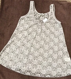 LUSH  STRETCH LACE TANK TOP,  SIZE M,  GREY, NEW w/PARTIAL TAG - Picture 1 of 9
