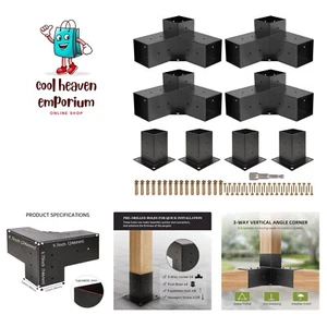 Pergola Kit, Pergola Brackets 3-Way Right Angle Corner Bracket Woodworks DIY ... - Picture 1 of 9
