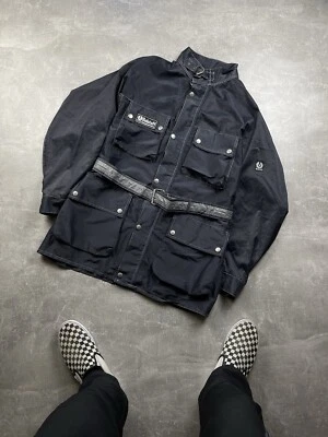 Chaqueta Belstaff Vintage Motociclista Cinturón Nylon Reflectante Azul Talla XL Hecha en Italia Foto 1 de 4