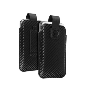 Étui Ceinture Smartphone Effet Carbone Languette Pull-Up Taille XS Forcell Noir - Foto 1 di 6