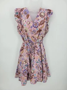 Ann Taylor Dress Womens Small Pink Floral Bell Sleeve Feminine Belted Summer - Picture 1 of 7