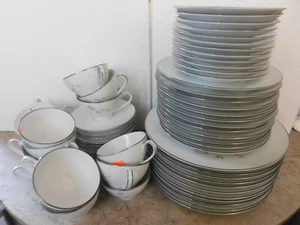 66 PIECE SET OF NORITAKE CHINA PASADENA 6311 JAPAN W/SILVER RIM  - JAPAN - Picture 1 of 12