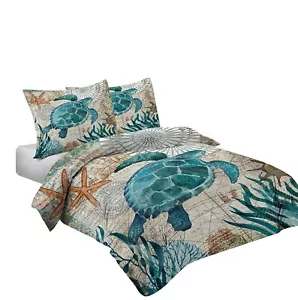 MUSOLEI Ocean Comforter Set turtle comforter set, Sea Turtle Bedding Collecti... - Picture 1 of 6