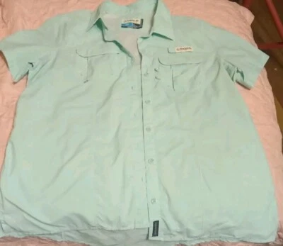 Magellan Womens Size 2XL XXL Mint Green Short Sleeve Fish Gear Button Up Shirt - Image 1 of 4