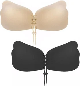 Sticky Bra 2 Pairs, Strapless Push Up Backless Bras for Women Adhesive Invisible - Picture 1 of 5