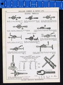 TOOLS: Tube Vices, Pipe Wrench, Hand Drills, Hole Cutter - 1918-20 Catalog Ad - Picture 1 of 2