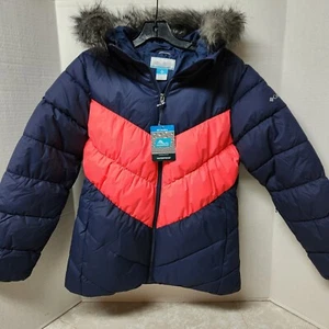 Columbia Girls Coat Arctic Blast Size XL Faux Fur Hood Blue Coral Waterproof New - Picture 1 of 12