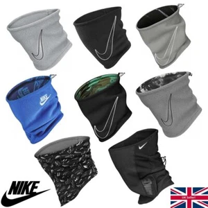 NIKE NECK WARMER ADULTS THERMAL FLEECE SNOOD DRI-FIT REVERSIBLE MASK SCARF BLACK - Picture 1 of 12