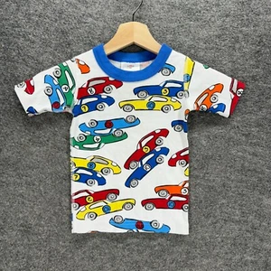 Hanna Andersson T-Shirt Boys 4 White Car Print Crew Neck Short Sleeve Cotton - Picture 1 of 4