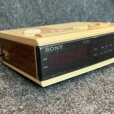Vintage Sony ICF-C3W Radio Alarm Clock Dream Machine, Tan,  Tested Working - Image 1 of 4