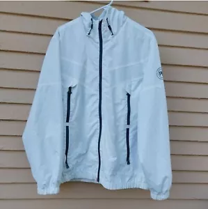 Perry Ellis Portfolio White Green Mesh Lined Hooded Full Zip Jacket Size XL - Picture 1 of 10