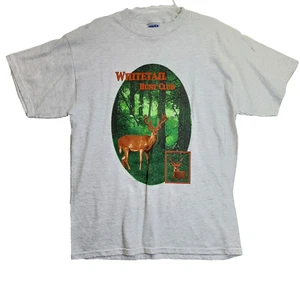 Whitetail Hunt Club Deer Hunting Gray large 90's Y2K VTG T Shirt Tultex 99% Cott - Picture 1 of 9