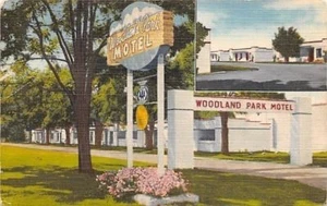 Spokane Washington~Woodland Park Motel~Sign Closeup~Arch~1940s Roadside - Picture 1 of 2